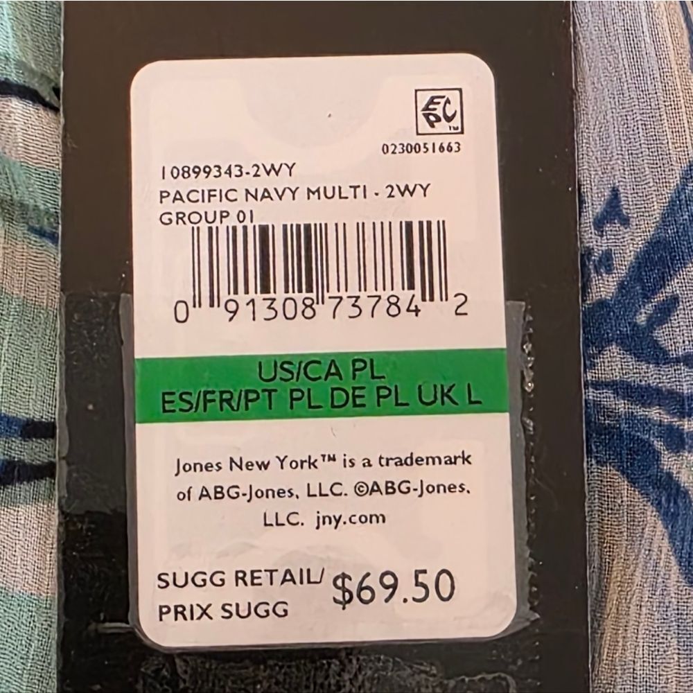 Jones New York Multi Color Floral Printed Smocked-Neck Blouse Size LP - Picture 9 of 10